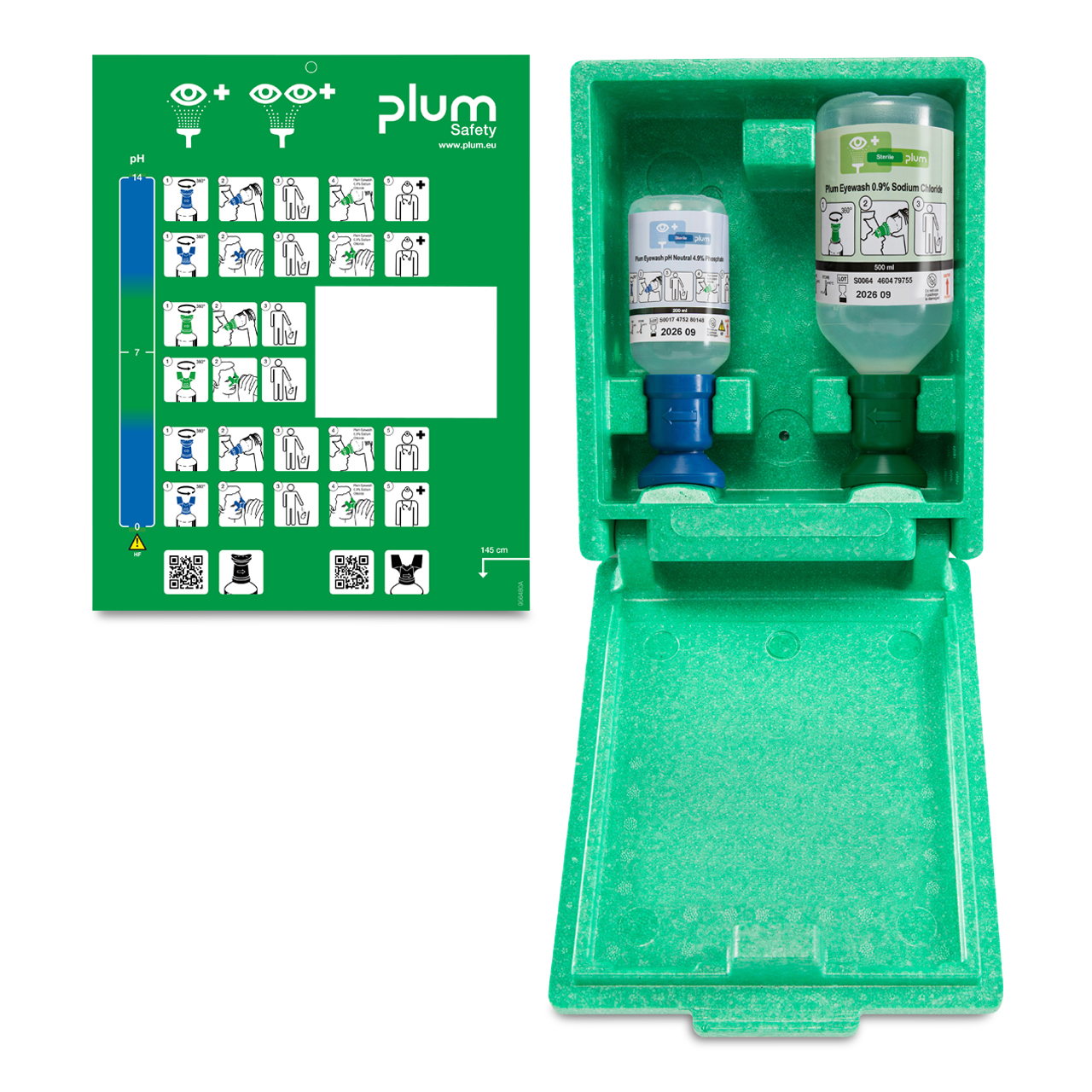 PLUM Augenspülstation pH Neutral 200 ml/NaCl 500 ml Wandbox